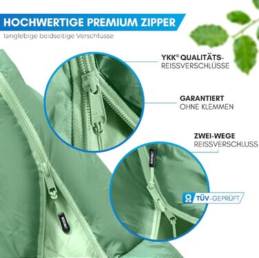 Сплячий мішок NORDMUT® Winter -10°C до 0°C, компресійний, для трекінгу та кемпінгу, 1.8 кг, водонепроникний, 350 GSM (зелений)