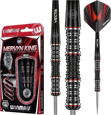 Дротики WINMAU Mervyn King Special Edition 24 г, вольфрам, з оперенням Prism та стрижнями Vecta