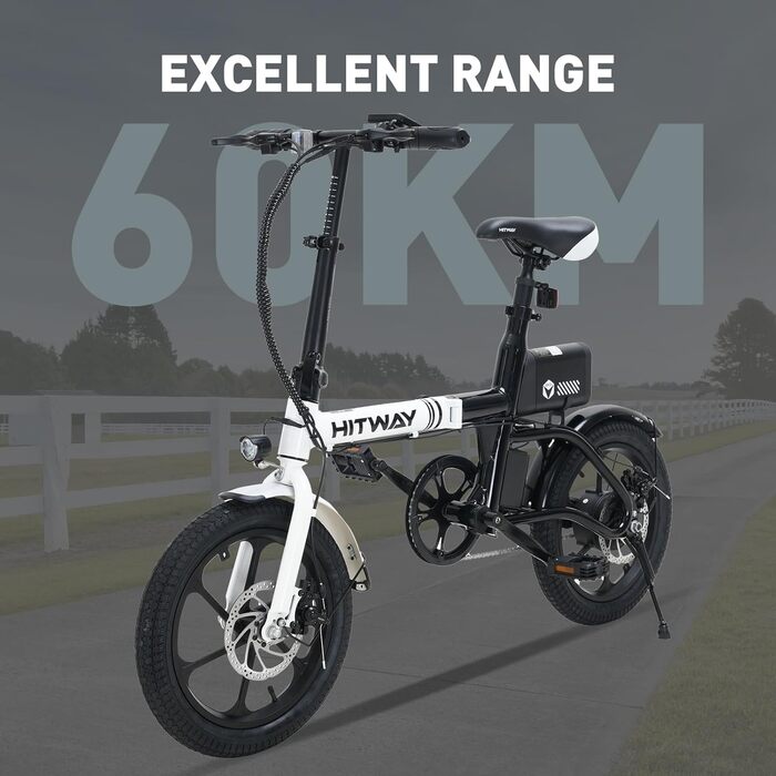 Електровелосипед складаний HITWAY 250W, 16 дюймів, Li-Ion акумулятор, пробіг 25-60 км, швидкість до 25 км/год