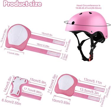 Набір захисної екіпіровки для дітей 7 в 1: наколінники, налокітники, захист зап'ястя. Підходить для велосипеда, скейтборда, роликів, скутера. Рожевий колір