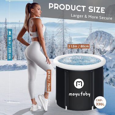 Екзотична ванна для криотерапії та відпочинку: ванна для занурення з кришкою, 345 літрів, чорна