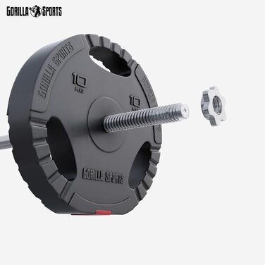 Диски для гантелей GORILLA SPORTS, набір і окремо, 1,25-30 кг, полімер, 30/31 мм, Tri-Grip