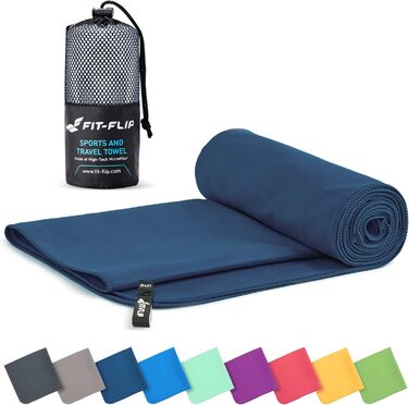 Рушник Fit-Flip з мікрофібри - компактний, швидковисихаючий, для спорту, подорожей та пляжу - 60x120 см, 1 шт. Marineblau (морська синя)