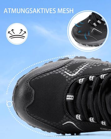 Туфлі для хайкінгу/трекінгу чоловічі та жіночі, водонепроникні, легкі, дихаючі, 38-46 EU (44 EU, чорний/сірий)