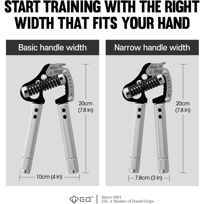 Регульований еспандер для пальців GD GRIP Iron Extender 90, 25–90 кг