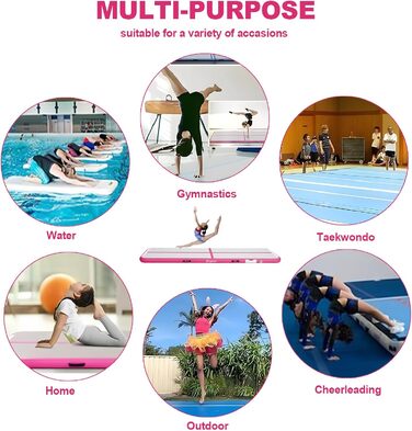 FBSPORT Airtrack Matte - килимок для гімнастики та йоги, 600x100x20 см (рожевий)