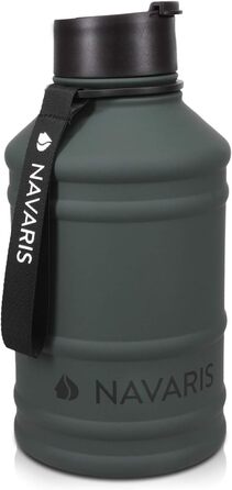 Navaris Фітнес пляшка для води 2,2 л з нержавіючої сталі, спортивна питна пляшка для тренувань, BPA Free, антрацит