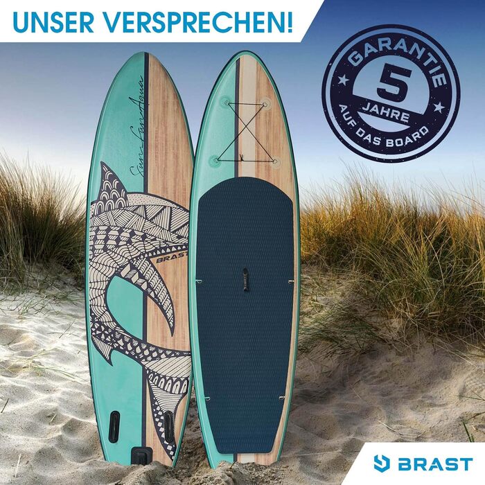 Надувна SUP дошка BRAST Shark 300-320 см, комплект із веслом 2в1, сидінням для каяка, тримачем для камери, насосом, рюкзаком, 5 років гарантії