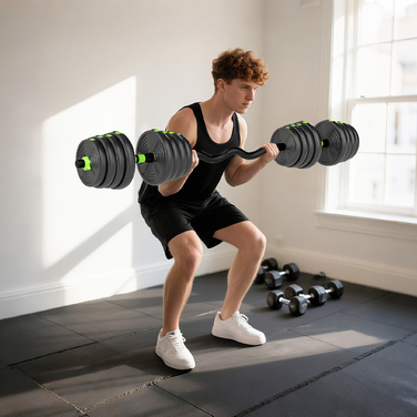 Набір гантелей SPORTNOW, регульовані, 30 кг: комплект коротких гантелей, штанга та гантелі для силових тренувань