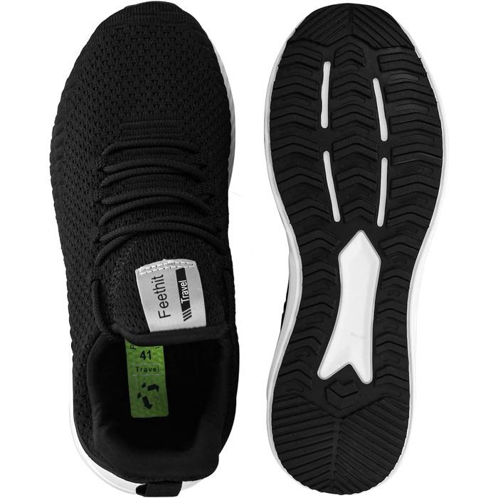 Жіночі кросівки Feethit для бігу та фітнесу. Легкі, дихаючі, з гумовою підошвою. Білі та чорні, розмір 38 EU