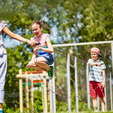 Довга скакалка Kingcolor Double Dutch 4,8 м, м'які намистини, регульована, для дітей і дорослих, для 5-6 осіб, 1 або 2 шт.