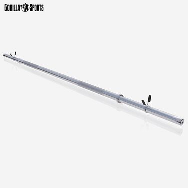 Штанга GORILLA SPORTS® хромована, Ø 30 мм, довжина 120/150/170 см, з 2 пружинними замками, навантаження до 200 кг – олімпійська штанга для тренувань