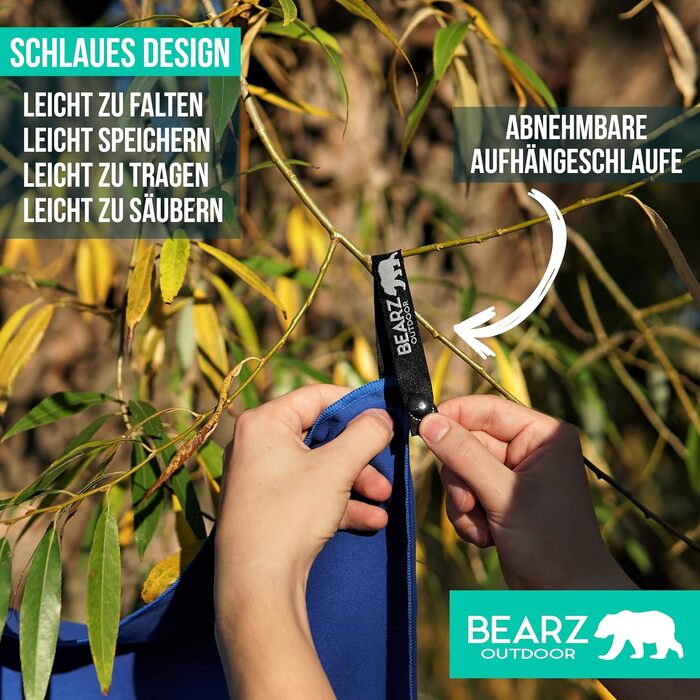 Набір рушників BEARZ Outdoor з мікрофібри (120x60см + рушник для обличчя) - легкі, швидковисихаючі рушники для пляжу, подорожей, спорту та кемпінгу, блакитно-темно-синій