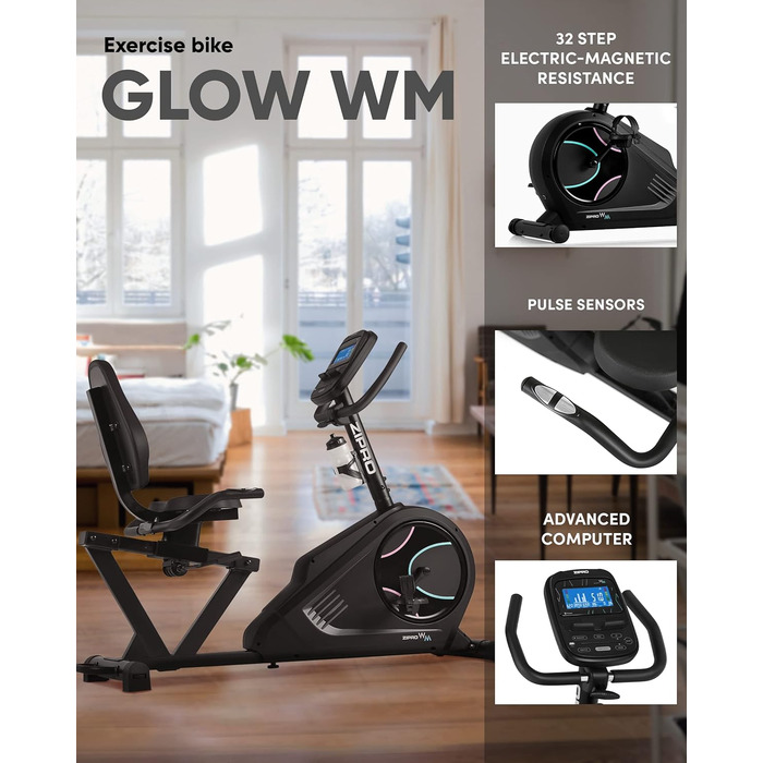 Велотренажер Zipro Glow магнітний, ергометр для дому до 150 кг, фітнес велосипед кабельний