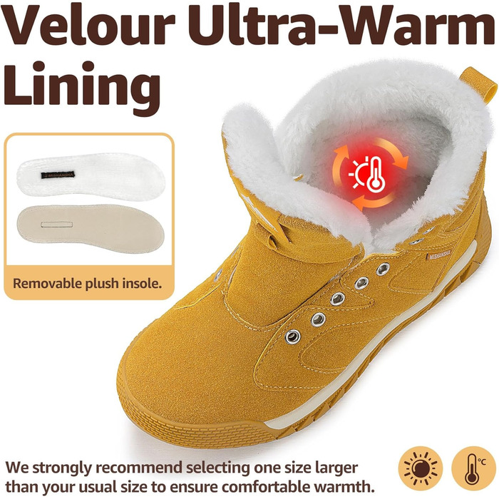 Черевики зимові жіночі Mishansha Herren, утеплені, снігоступи, зимові черевики, розмір 36-48 EU (40 EU, теплий жовтий)