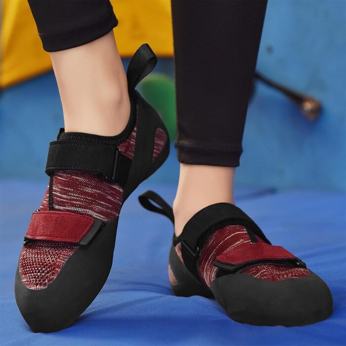 Кріпи для скелелазіння чоловічі/жіночі для залу, початківці, боулдеринг, тренувальні (43 EU, Червоний/Бордовий)