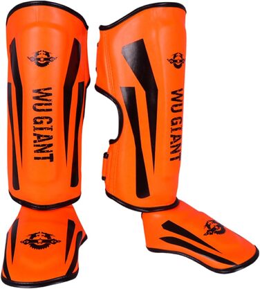 Захисники ніг UAY Thai з захистом гомілки та зап'ястя, унісекс, для кікбоксингу, муай-тай та інших видів єдиноборств (оранжевий, L)