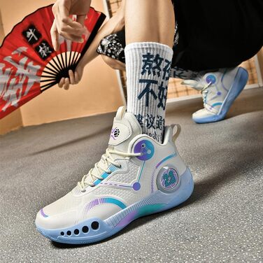 Баскетбольні кросівки для чоловіків та жінок, високі, антиковзаючі, унісекс, для ходьби, розмір 45 EU, зелені/фіолетові