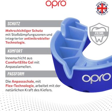 Захист для рота OPRO Silver Level для дорослих та дітей, з чохлом. Підходить для хокею, лакросу, регбі, MMA, боксу та BJJ UFC. Білий/Срібний