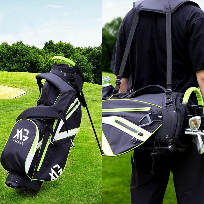 Легка сумка для гольфу на штативі з 8-камерною підкладкою для чоловіків та жінок, преміум сумка для гольфу з дощовим чохлом, кишенькою для охолодження та набором аксесуарів для гольфу, чорна