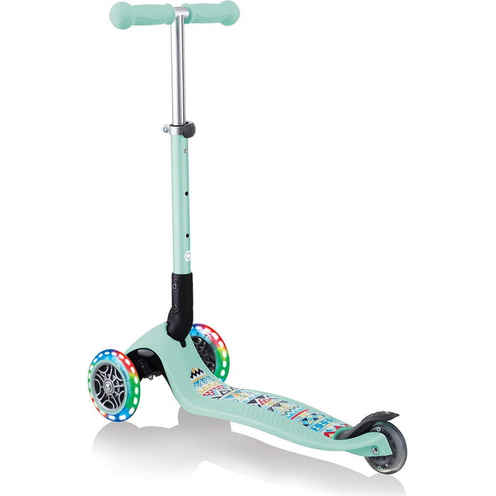 Дитячий триколісний самокат GLOBBER JUNIOR Foldable Fantasy Lights з LED колесами 120/80 мм, ABEC 5, складаний