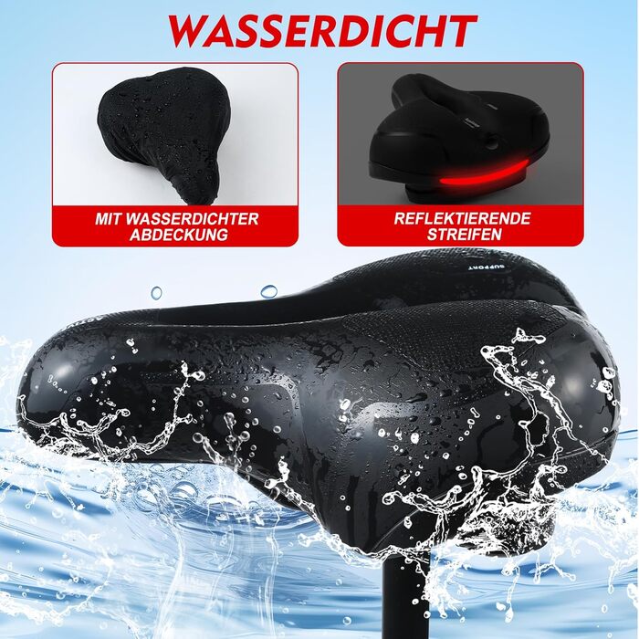 Сідло для велосипеда Cloud Comfort Pro Max з гелевою вставкою, широке, ергономічне, комфортне, дихаюче, амортизуюче, з водонепроникним покриттям