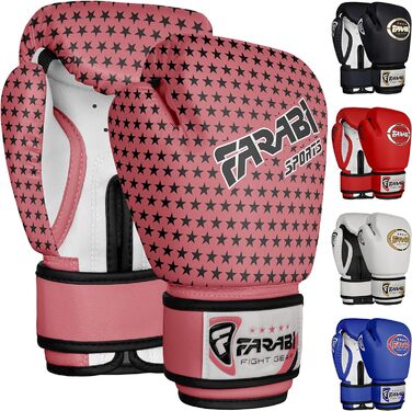 Дитячі боксерські рукавички Farabi 4 oz для боксу, ММА, муай-тай, кікбоксингу, спарингу та тренувань (5-10 років, Рожевий)