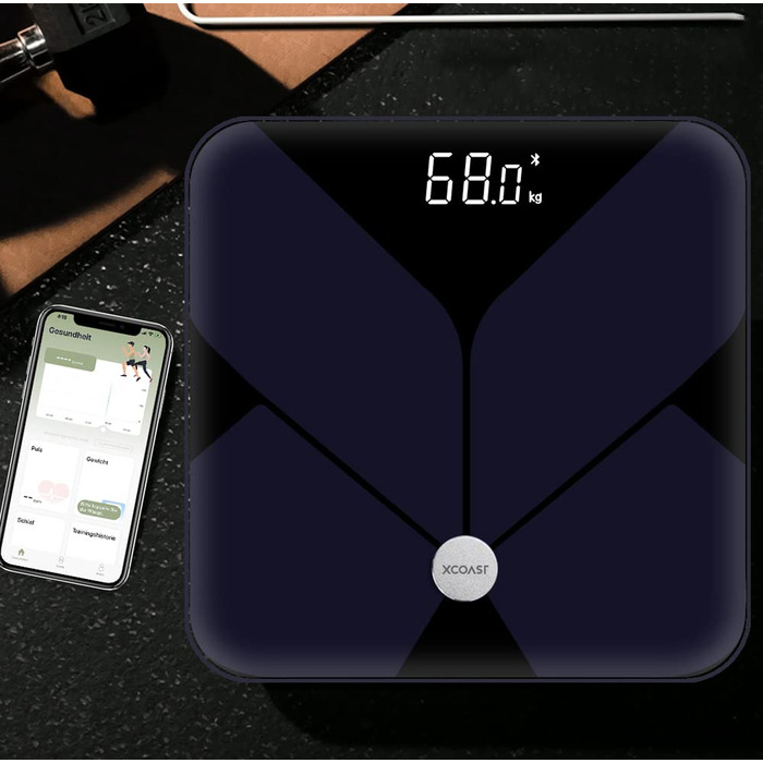 XCOAST WELLISCALE: Розумна вага з Bluetooth - аналіз складу тіла, фітнес-вага (чорний)