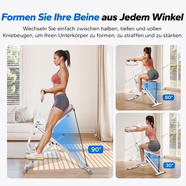 MERACH 2-в-1 тренажер для присідань та тяги, складаний, для тренування сідниць, ніг та корпусу, 10 хв збірки, максимальне навантаження 160 кг (білий, R07)