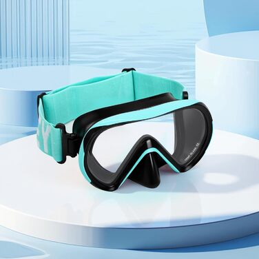 Дитяча маска для снорклінгу Kinder з трубкою, 180° панорама, анти-запітніння, блакитна (4-16 років)
