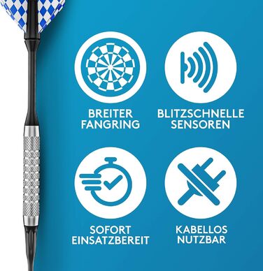 Електронний дартс DartPro DAS ORIGINAL - Професійна кидкова мішень з 6 дротиками, бездротова, 65 варіантів ігор, Double IN/Double OUT