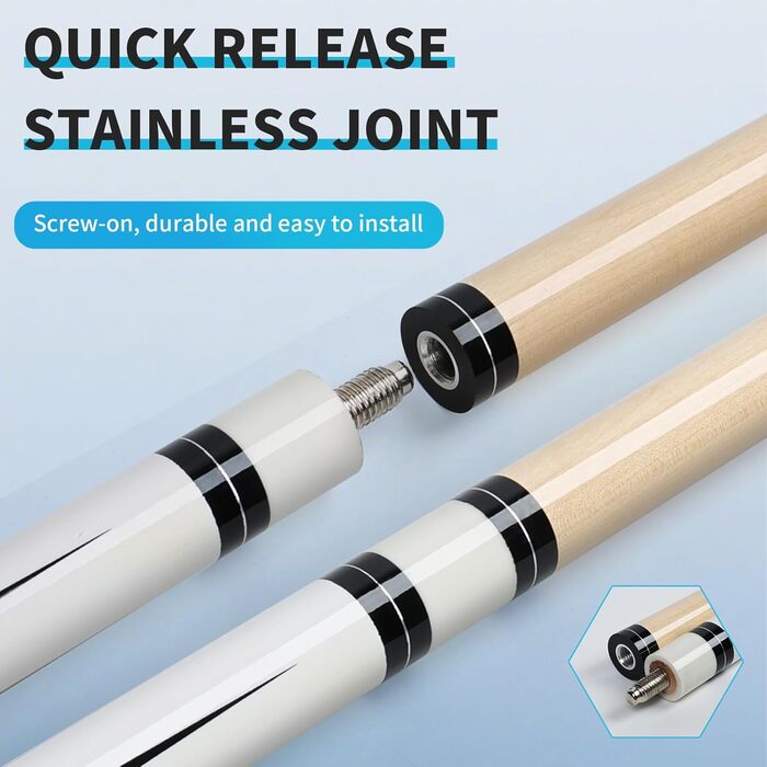 Більярдний кий Horse Billiard з наконечниками 13 мм, 147 см, включає рукавички та крейду, для дорослих, дизайн Gotik, Ahorn/Eschenholz