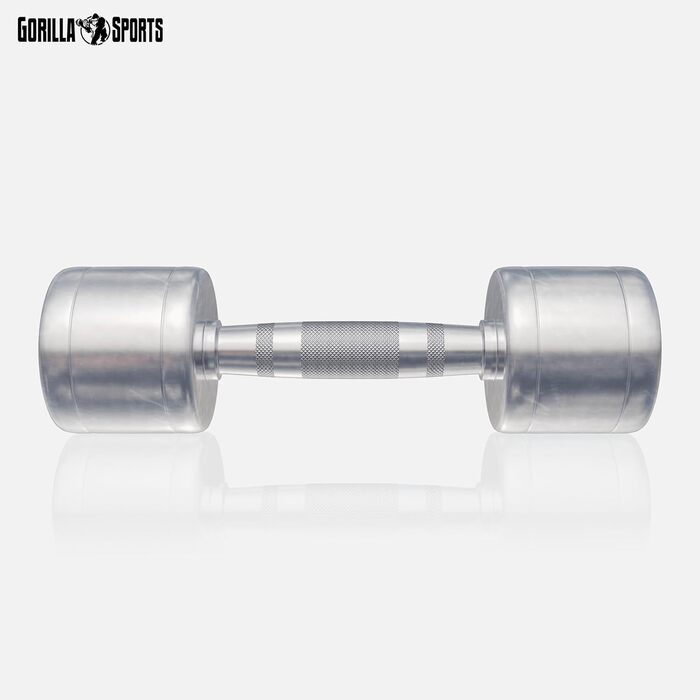 Гантелі GORILLA SPORTS 2-30 кг, хромована сталь, рифлені, антиковзкі, набір з підставкою або без, круглі короткі гантелі для фітнесу