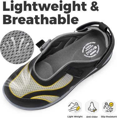 Сндалі для жінок FitVille з широкою колодкою для літніх місяців, модель Mary Jane, з застібкою на липучці (42.5 EU, чорні)