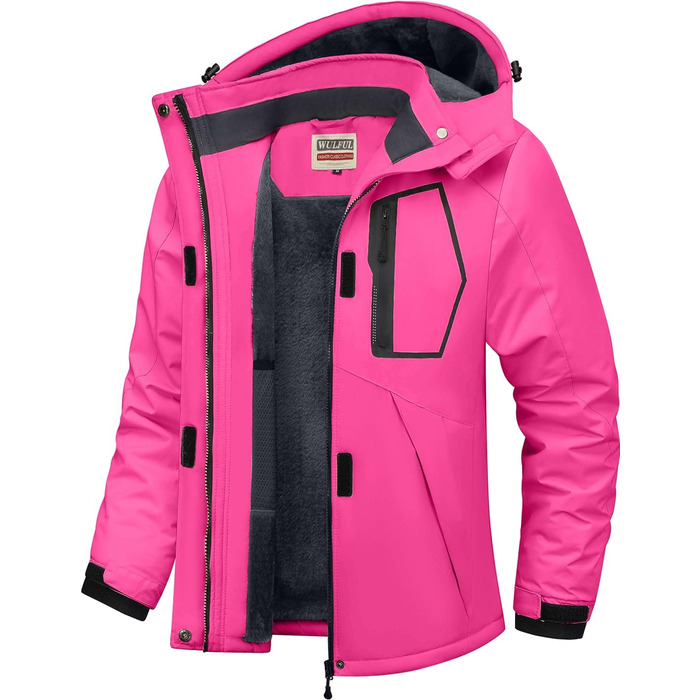 Жіноча водонепроникна куртка WULFUL для сноубордингу та лижного спорту, тепла зимова куртка з капюшоном (XL, Rosenrot)