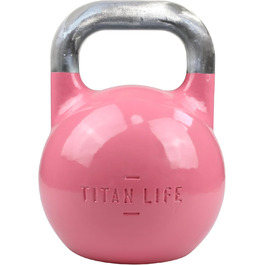 Професійна гиря TITAN LIFE PRO 8 кг, сталь, для змагань, рожева, велика основа