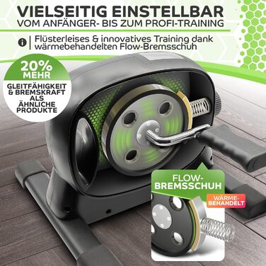 Тренажер для ніг Tretmann Basic Pedaltrainer — міні-велосипед для літніх людей та реабілітації, стійкий та безшумний, чорно-зелений