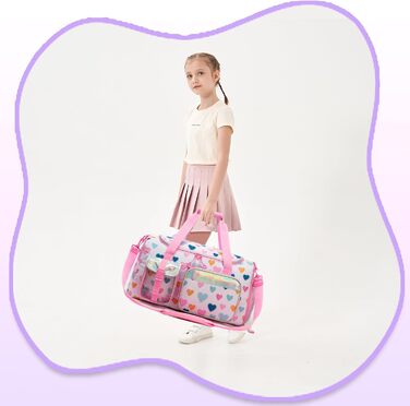 Дитяча спортивна сумка HTGROCE з відділенням для взуття, біла з серцем