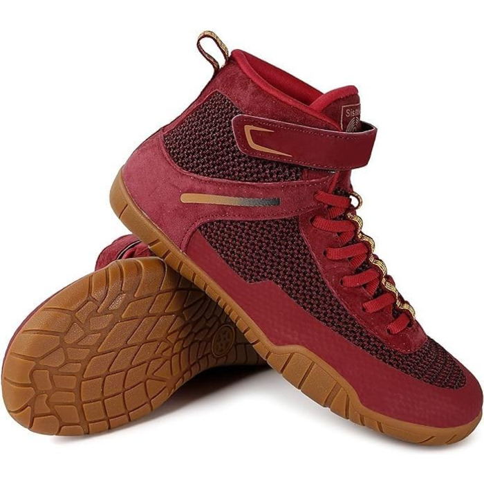 Жіночі борцівські черевики для боксу з плоскою підошвою (36 EU, широкі, червоні, однотонні)