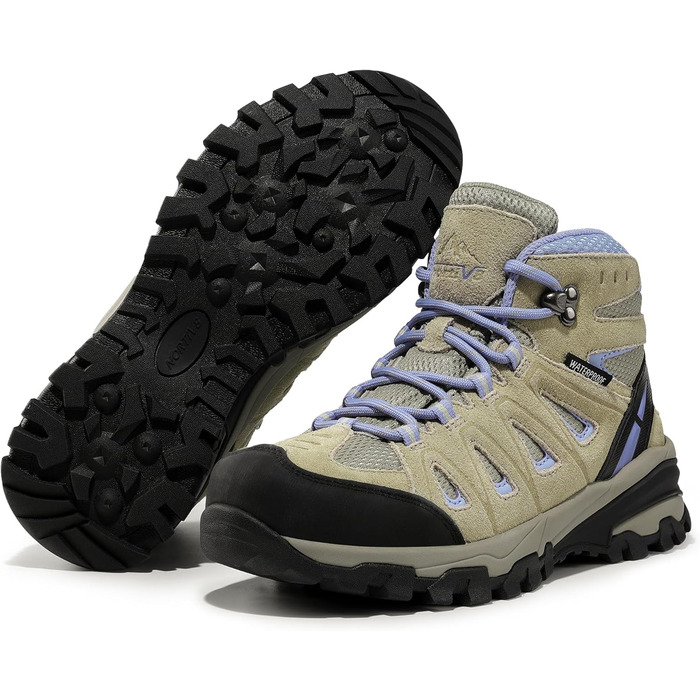 Черевики для трекінгу та подорожей NORTIV 8 Adventurer для жінок - дихаючі, зручні, розмір 40.5 EU, бежево-лілові