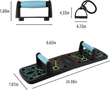 Портативний складаний тренажер для пресу Ultra-Push-Up Board з еластичними стрічками. Мультифункціональний комплекс для тренувань рук та пресу. Підходить для дому та вулиці. Стиль A