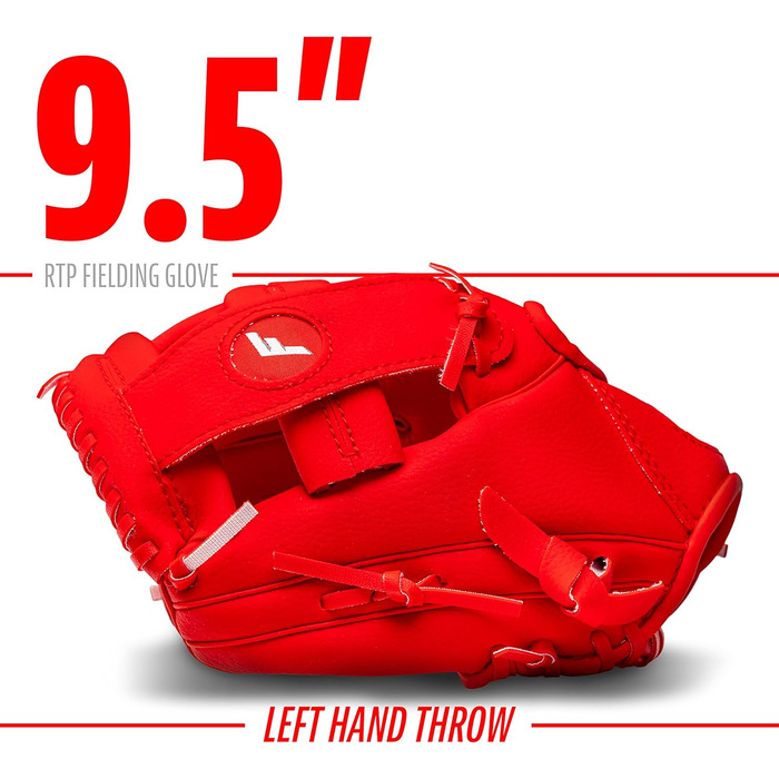 Рукавиця для бейсболу Franklin Sports RTP Kinder Teeball (ліва рука, червона) + М'яч - Дитячий набір для ті-болу для хлопчиків та дівчаток (24,1 см)