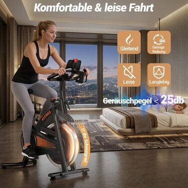 Спінінг-велотренажер CURSOR FITNESS для дому, велоергометр з пульсометром та LED-дисплеєм, комфортне сидіння, макс. навантаження 136 кг, помаранчевий
