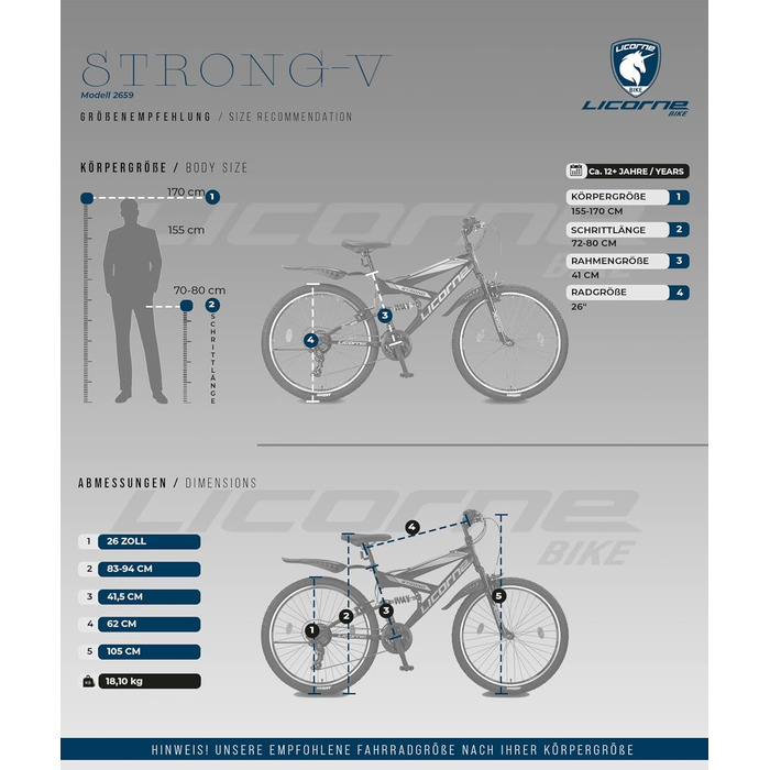 Гірський велосипед Licorne Bike Premium Strong V 24/26 дюймів для хлопців, дівчат, жінок і чоловіків, 21 швидкість, повна амортизація, антрацит/рожевий, 24 дюйми