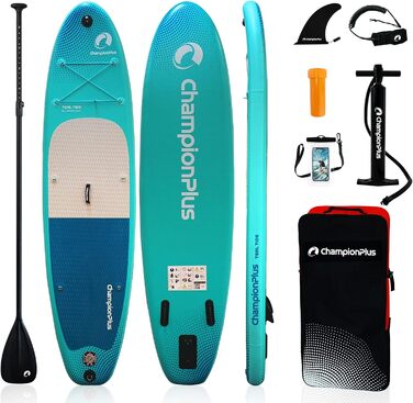 Надувний SUP Борд Championplus - Комплект для Сапбордингу, 320x81x15 см, Синій