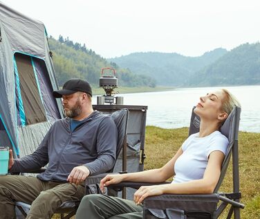 Крісло для кемпінгу Timber Ridge, складне, XXL, 230 кг, широке сидіння 62 см, висока спинка, підсклянник, міцні підлокітники для кемпінгу, пікніка, саду та балкону