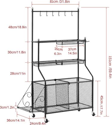 Стенд для зберігання тренувального обладнання: килимки для йоги, гантелі, штанги. З колесами та гаками. Чорний.