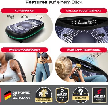 Платформа для вібрацій Sportstech 4D Premium VP500 Silver | Німецька якість | LED дисплей, Bluetooth, 3 мотори | Фітнес та йога вдома