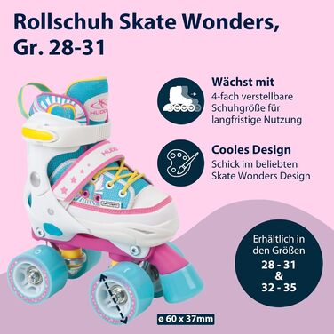 Роликові ковзани HUDORA Wonders - регульовані, для дітей до 60 кг, розміри 28-31, з високоякісного нейлону