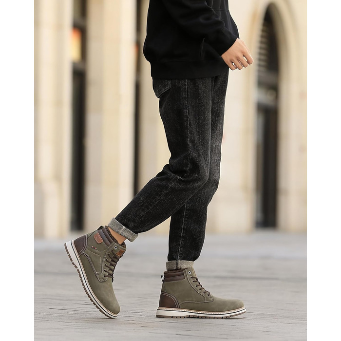 Чоловічі зимові черевики ANALEAF - теплі, непромокаючі, з антиковзаючою підошвою, для прогулянок та походів, зелені, 43 EU